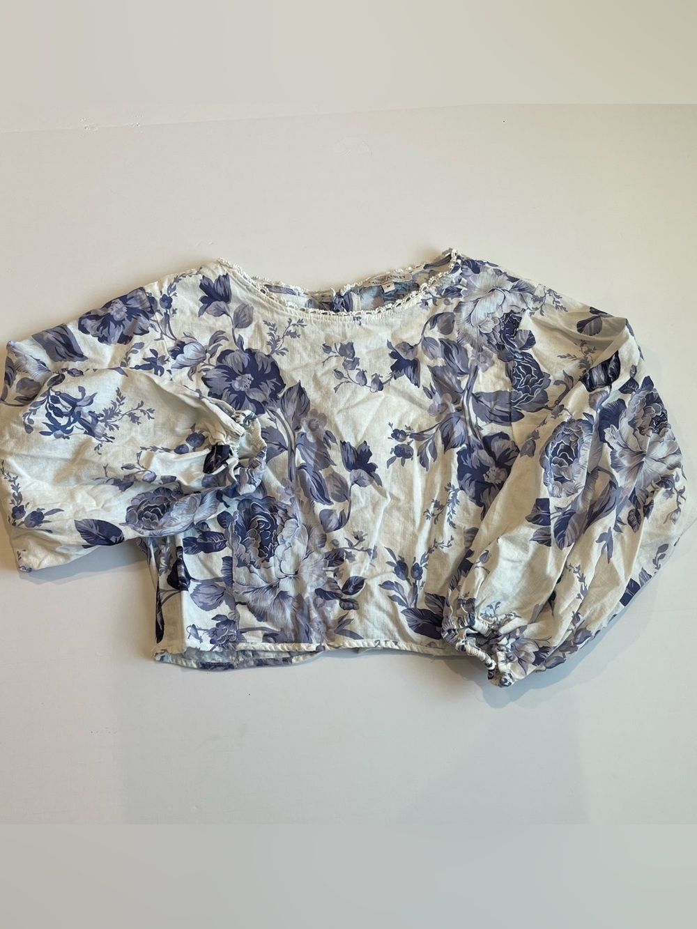 Laura Ashley Blue and White Floral Blouse